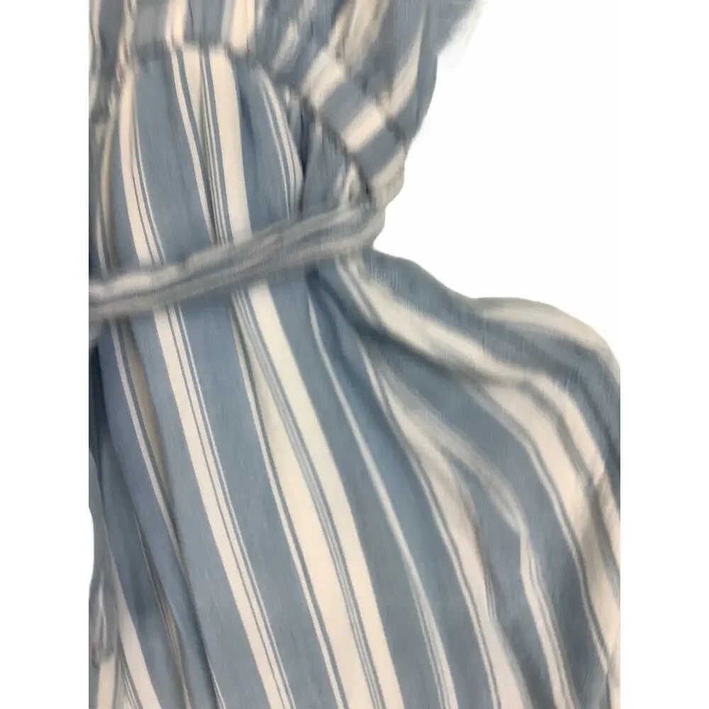Justice Blue White Striped Quarter Button Jumpsuit